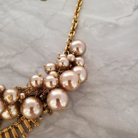✨ J.Crew RARE HTF Pearl Rhinestone Crystal Cluster Runway Statement Neckalce ✨ - Picture 13 of 16